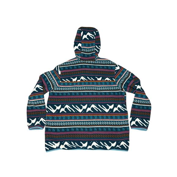 North Face Carbondale 1/2 Snap Hooded Fleece Blue Jacket Pullover Mens XXL Aztec - Picture 4 of 8